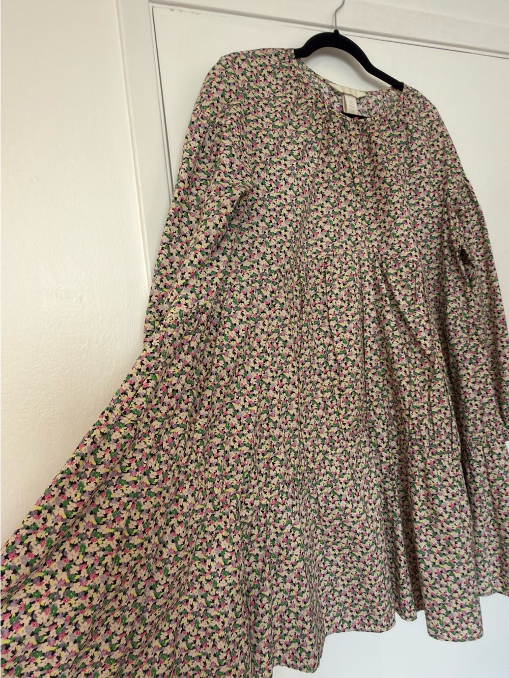Fairy cottagecore boho dark floral cotton dress size M